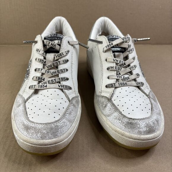 Vintage Havana Wrenley Womens Star Sneakers Sz 8.5 Glitter Fashion White/Silver - Picture 2 of 13
